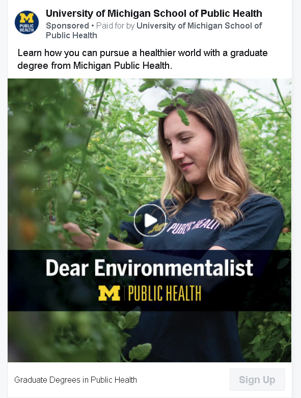 higher education facebook ad campaign