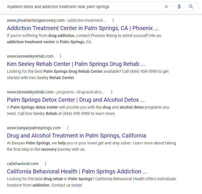 location-based keywords for addiction centers