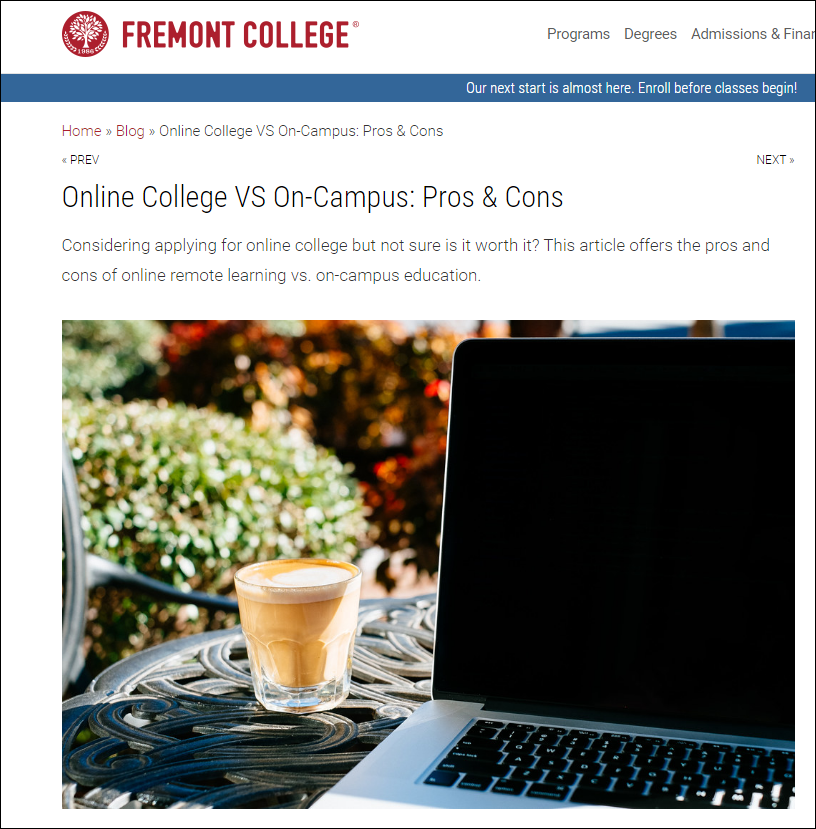 College Blog of pros and cons for both online and in-person classes