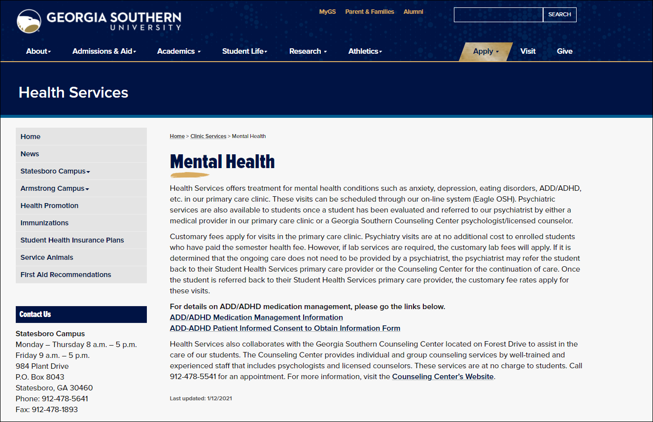 Mental health resources for colleges