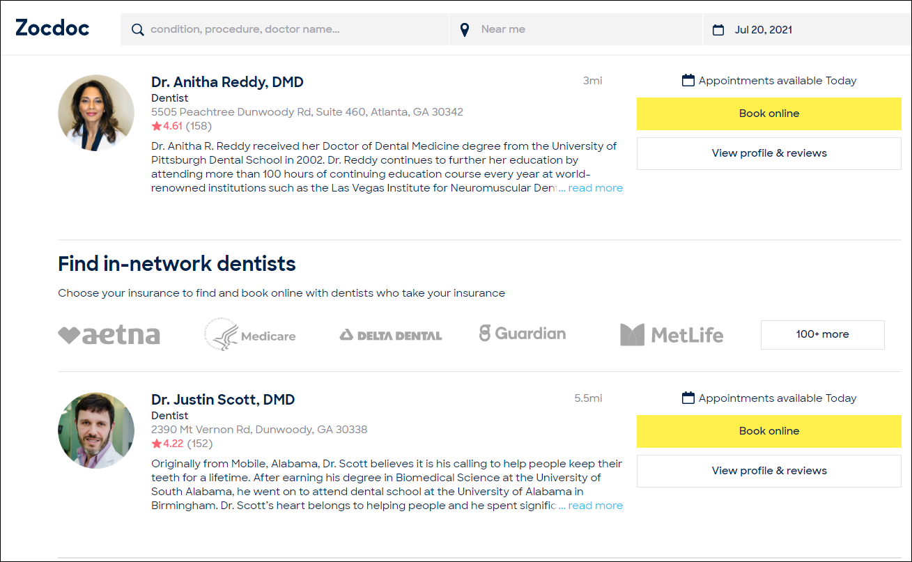 ZocDoc for Dentists