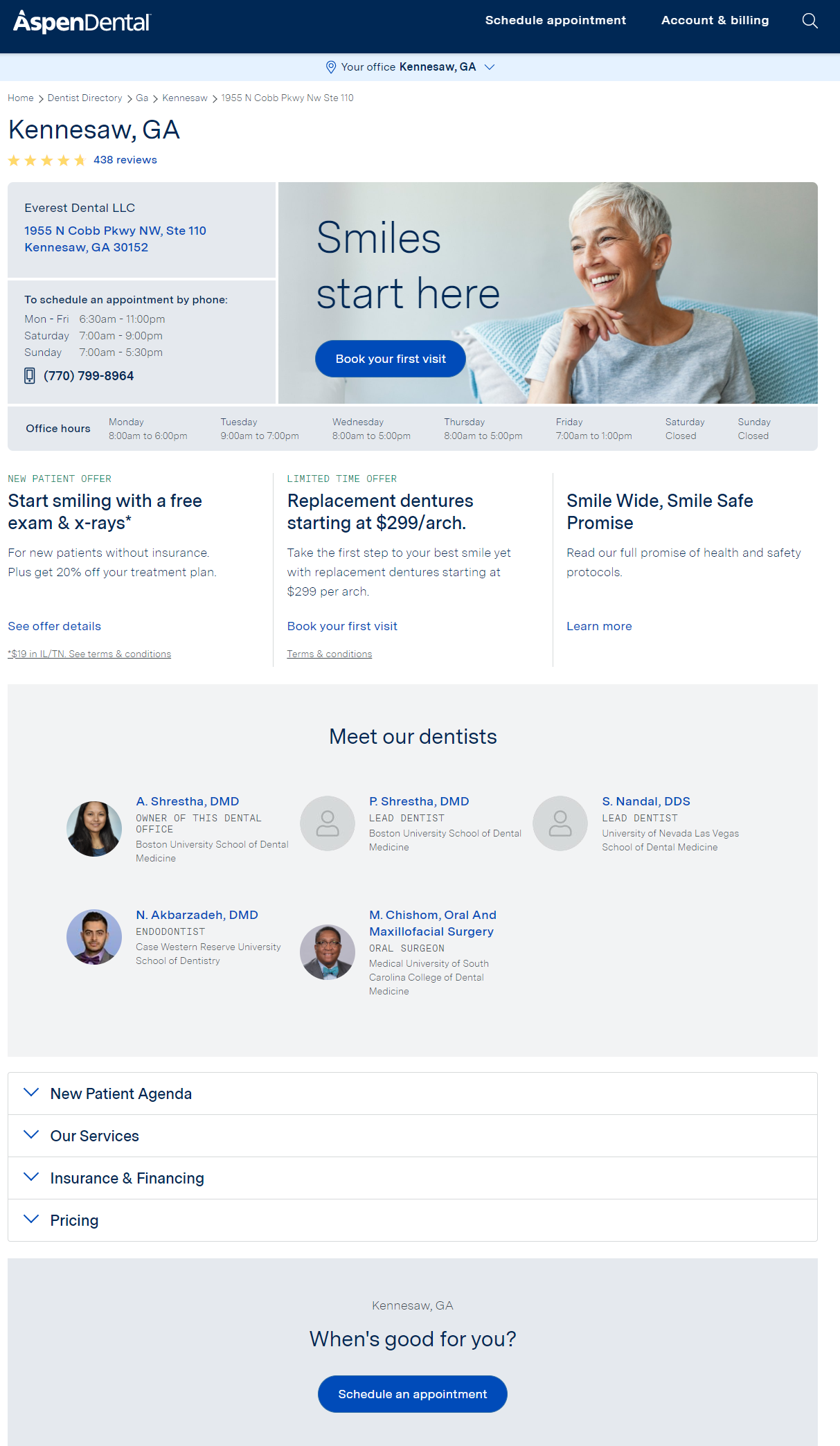 Location Pages for multi-location dental organizations