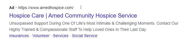 Google ad hospice care