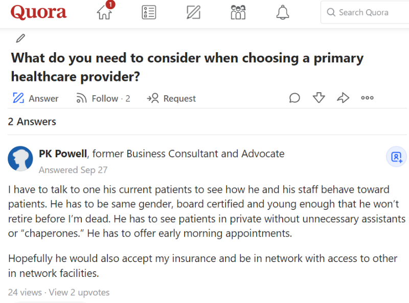Quora Healthcare Provider Questions