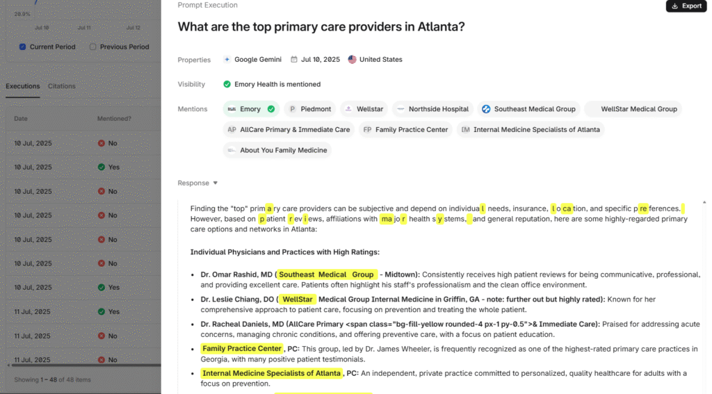 Top primary care providers - AI search